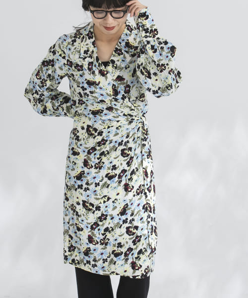 GANNI　Printed Crepe Wrap Dress