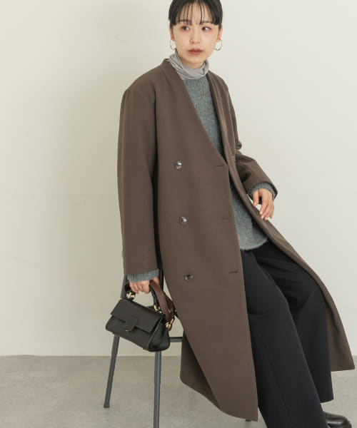 Vネックロングコート