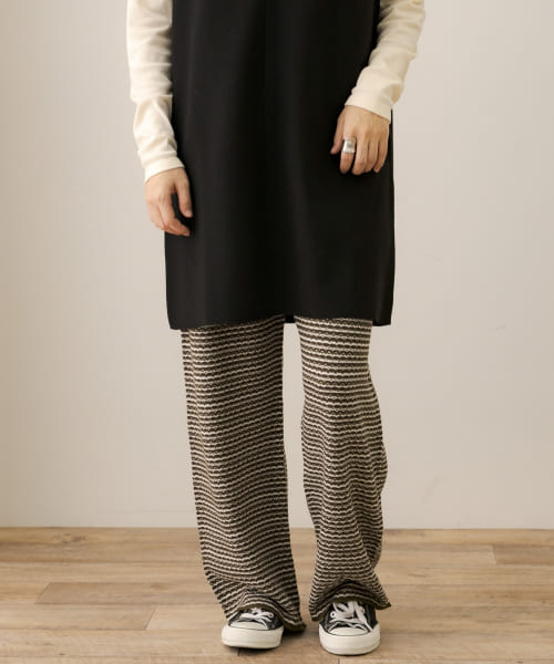 ジャガード柄編みニットパンツ