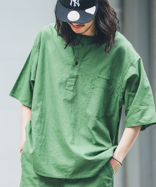 ARMY TWILL　Cotton/Linen Henley Shirts