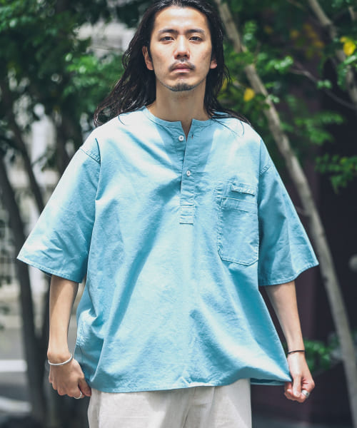 ARMY TWILL　Cotton/Linen Henley Shirts