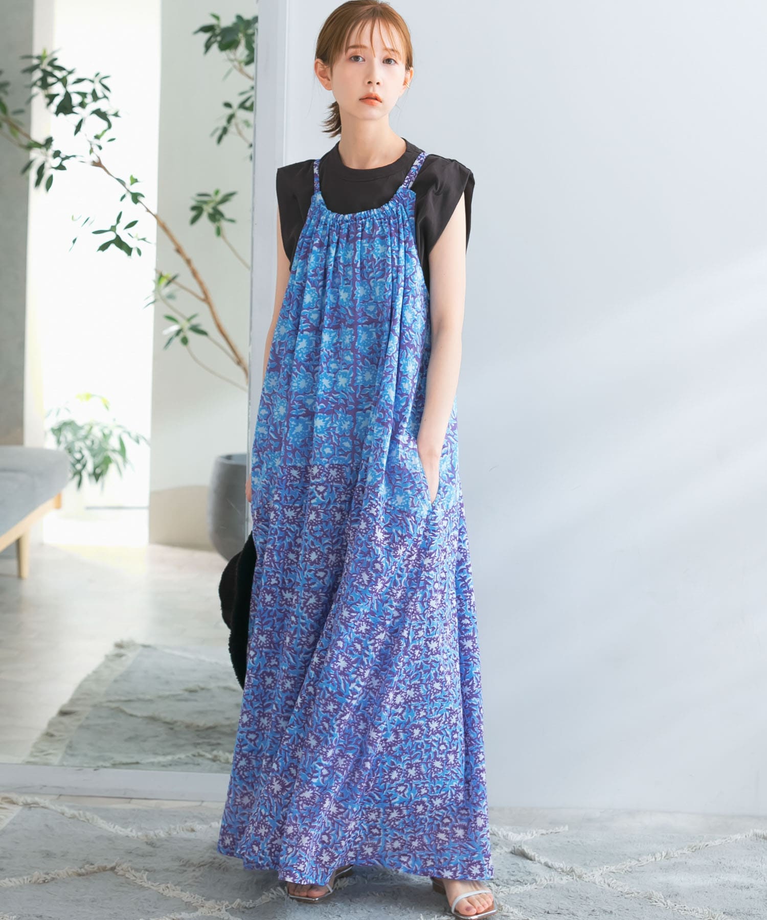 sara mallika BLOCKFLOWERPRTCAMIDRESS[020531SK1-RL35]｜URBAN