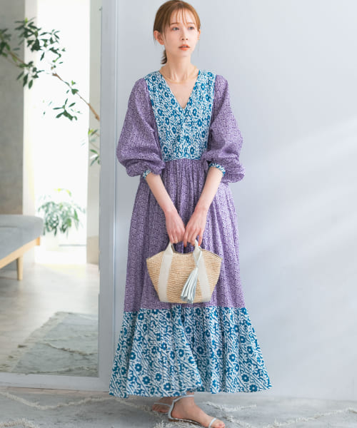 sara mallika　CTNDOUBLEFLOWERPRTDRESS