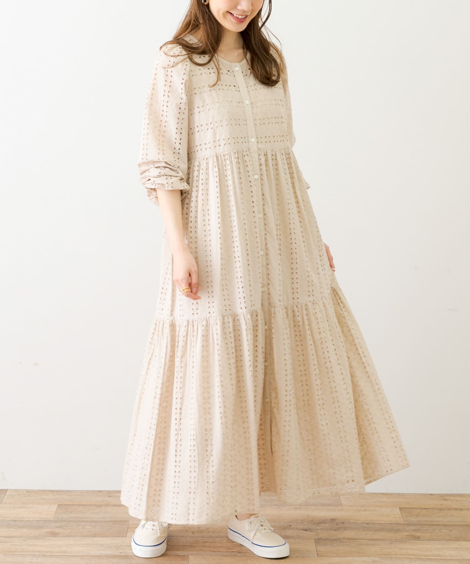 MIXカットワークコットンレースワンピース[LA35-26R607]｜URBAN 