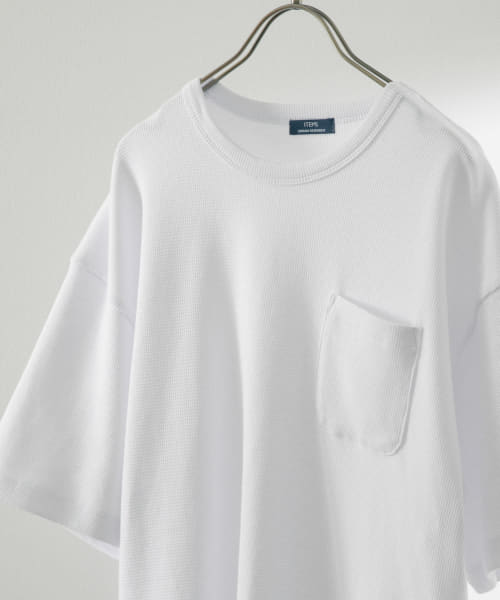 度詰めワッフル クルーネックTシャツ