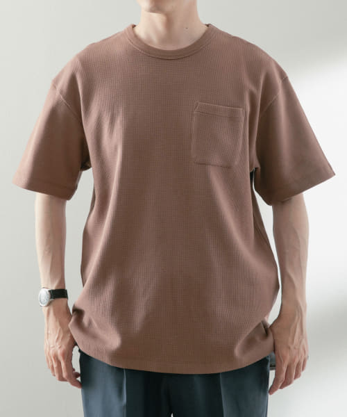 度詰めワッフル クルーネックTシャツ