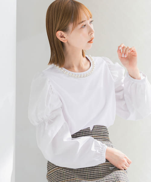 [ROSSO][『別注』hareko×TORRAZZO DONNA×ROSSO　襟パールカットソードッキングトップス]