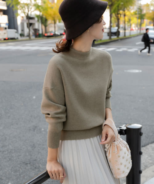 『蓄熱/洗濯可』ボトルネックKNITプルオーバー