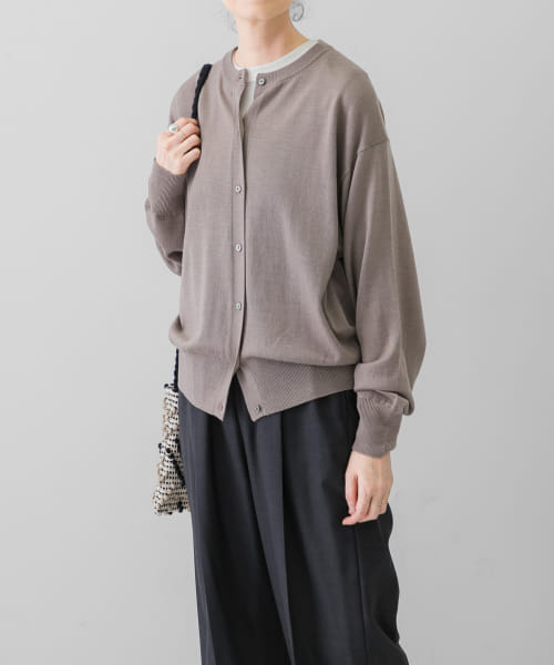 ウールシルククルーカーディガン