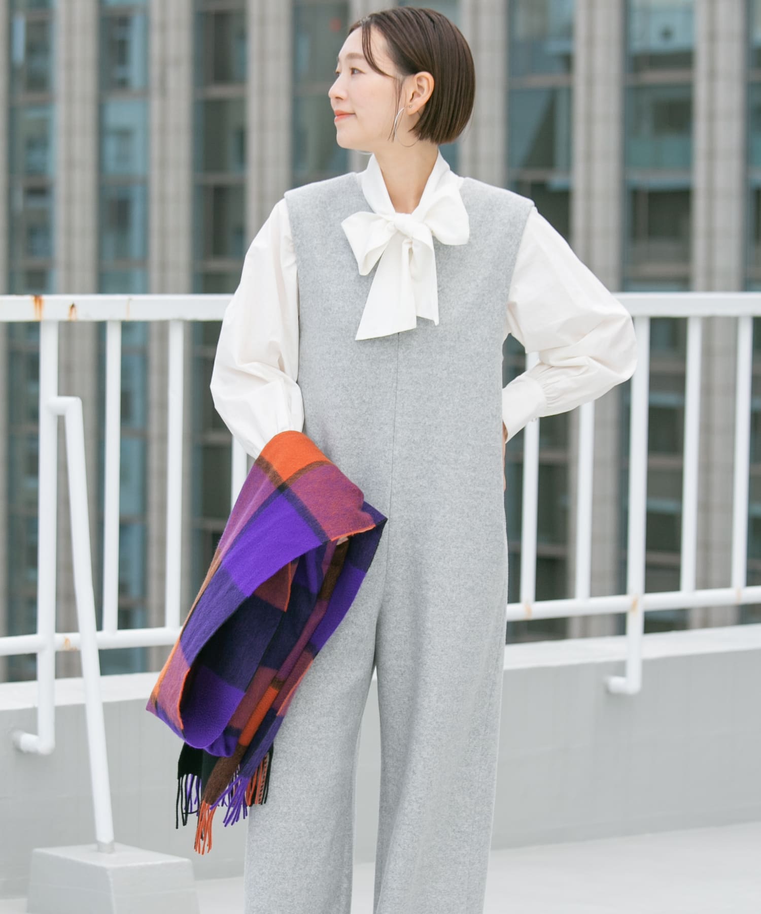 ン 大人気 新品 ノ TECH』F 34サイズも展開』『UR by ウールライクキーネック ROSSO サロペット・オーバーオール・オールインワン
