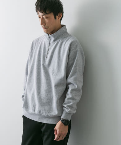 コットン裏起毛ハーフジップスウェット