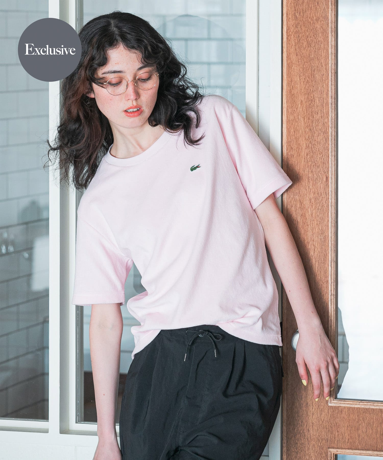 別注』LACOSTE×DOORS パイルクルーネックTシャツ[DW45-TF007J