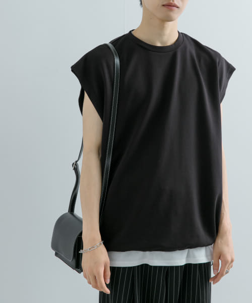 [SENSE OF PLACE][エクストラルーズドローコードノースリーブTシャツ]