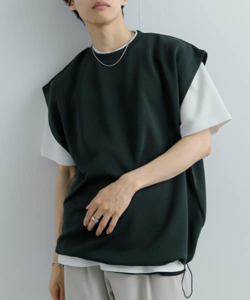 [SENSE OF PLACE][エクストラルーズドローコードノースリーブTシャツ]