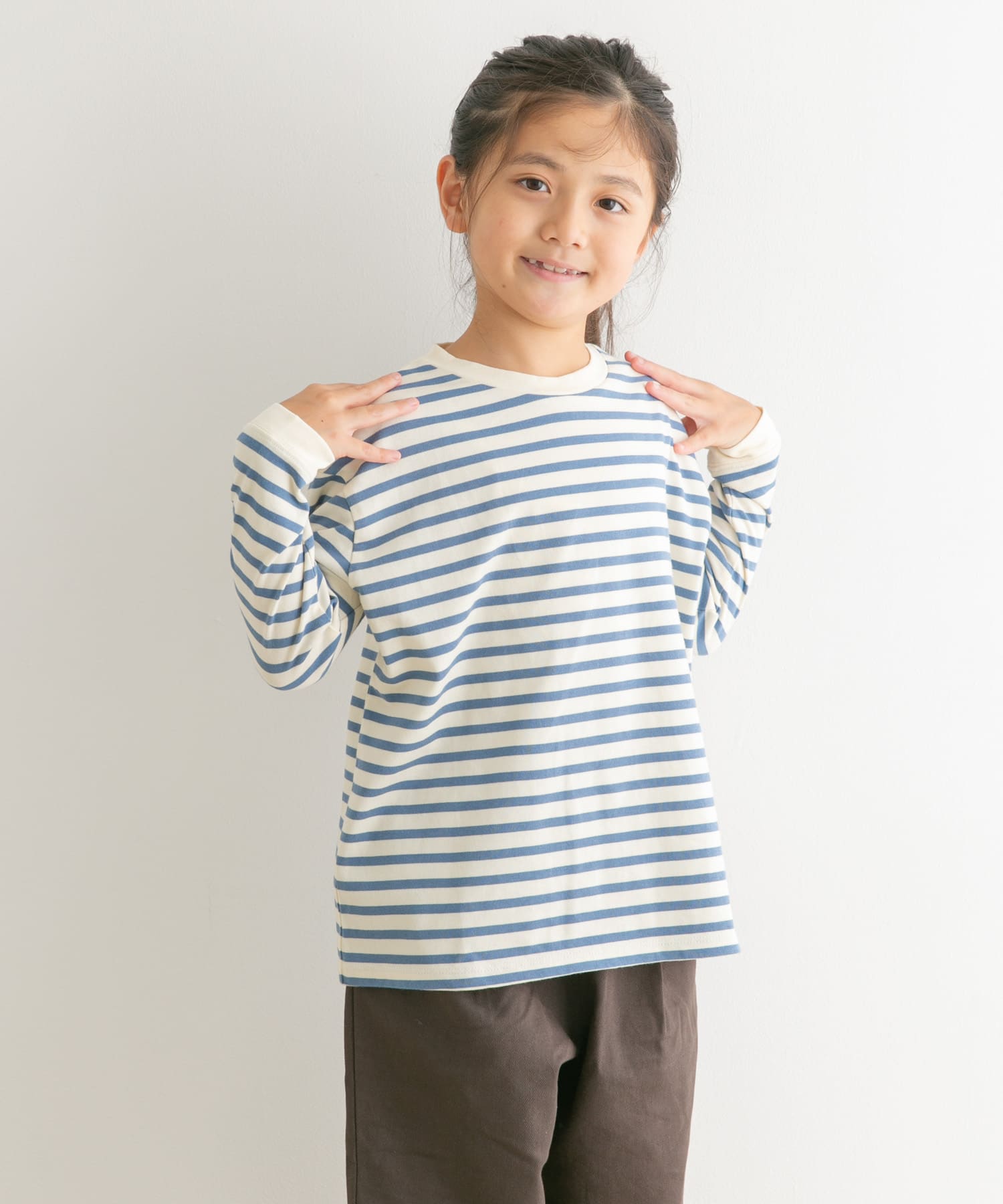 ボーダーワイドロングTシャツ(KIDS)[DR46-31B329]｜URBAN