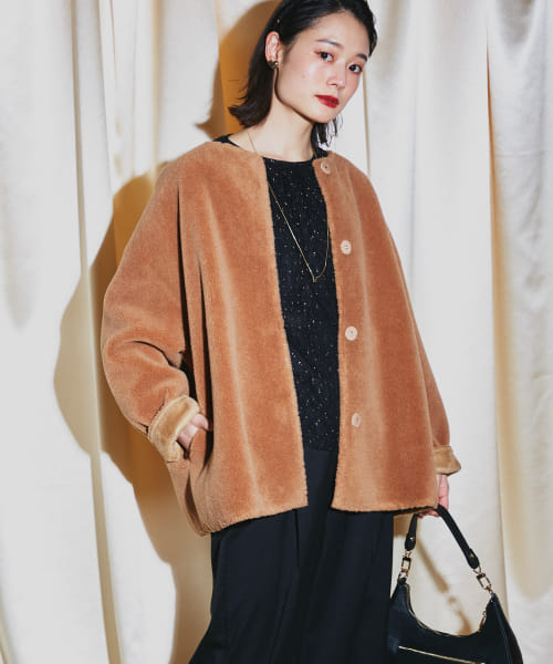 シルクウールボアリバーシブルコート