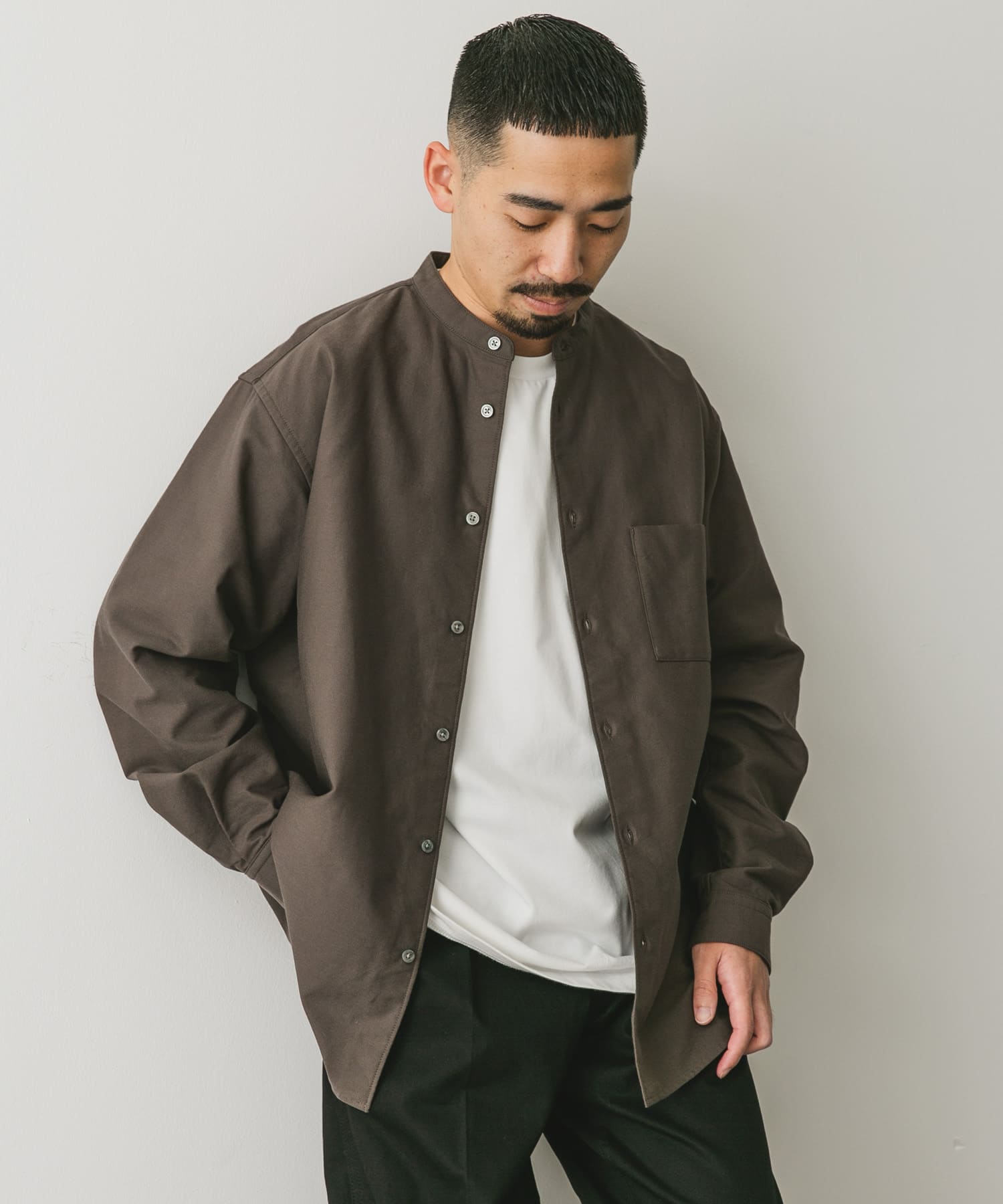 ORCIVAL｜バンドカラーシャツ Typewriter Band Collar Shirt