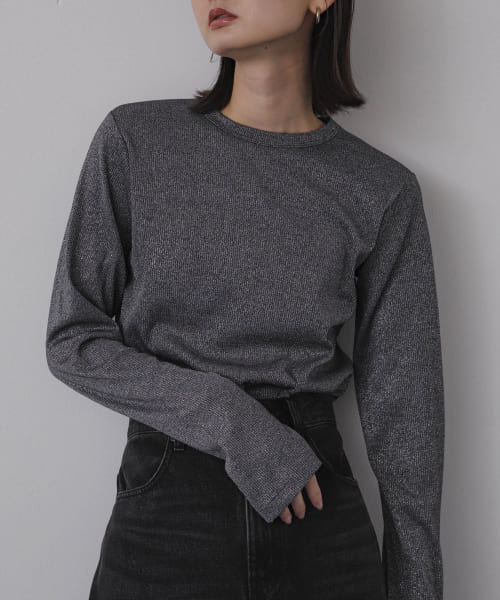 ラメリブロングTシャツ