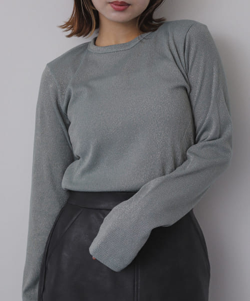 ラメリブロングTシャツ