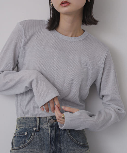 ラメリブロングTシャツ
