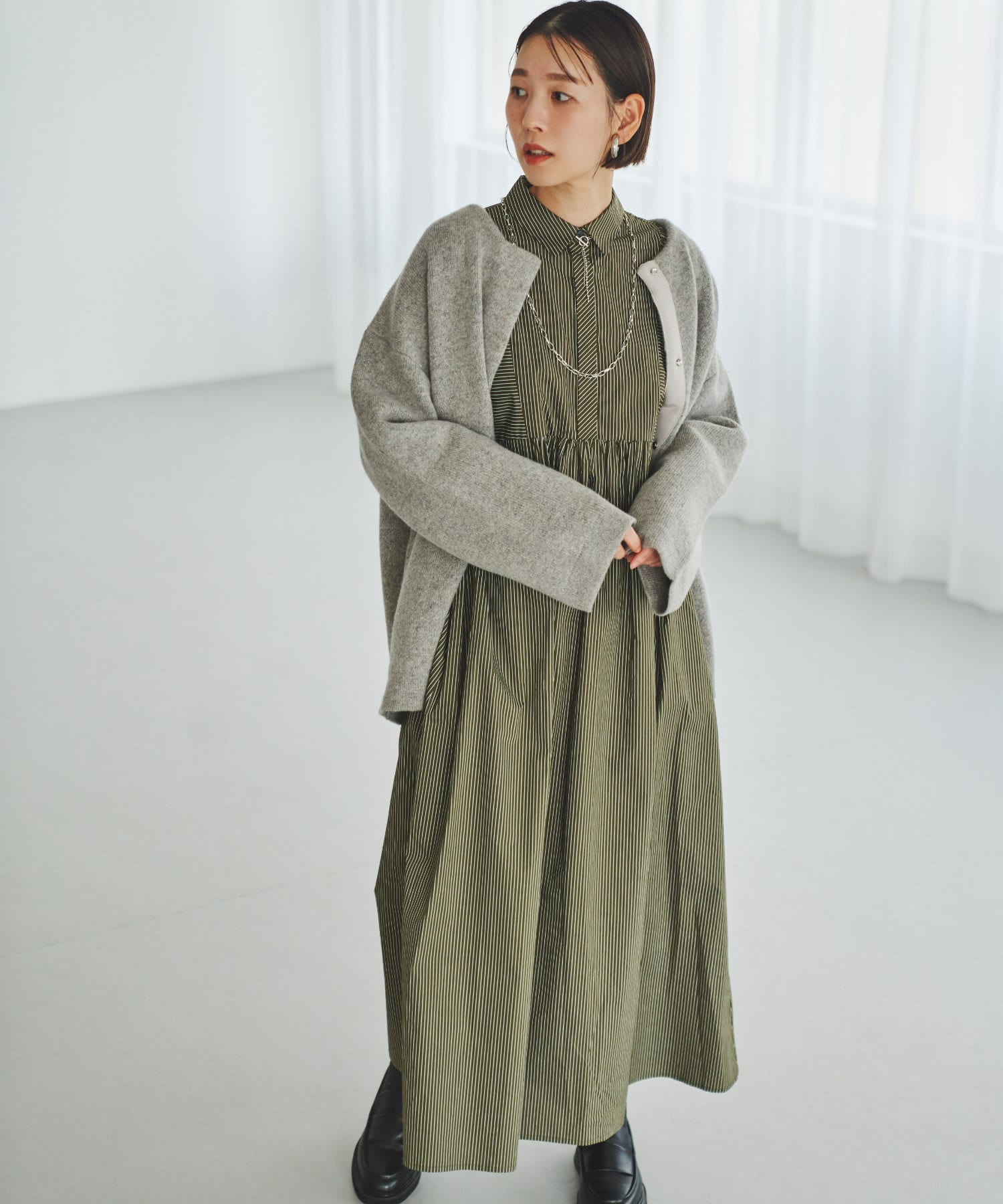 F by ROSSO ストライプパフスリーブシャツワンピース[RA46-26Y604]｜URBAN RESEARCH公式ファッション通販