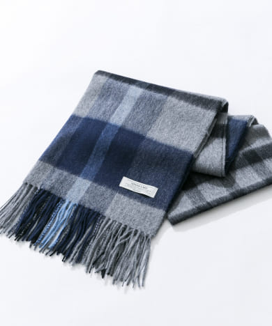 信頼も厚い ウールカシミヤチェックワイドマフラー[LA47-1DS904]｜URBAN 小物