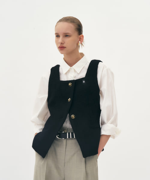 Et demain　wool boucle-tweed vest
