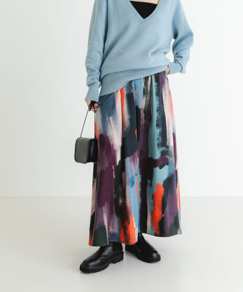 [URBAN RESEARCH][new basic　カラーブロックペイントギャザースカート]