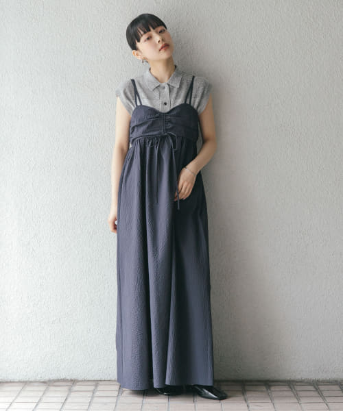 [KBF][ドロストチェックキャミワンピース]