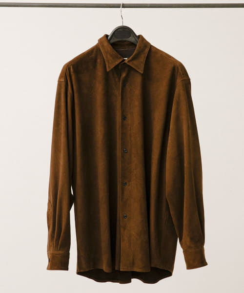A PRESSE　Suede leather Regular Collar Shirt