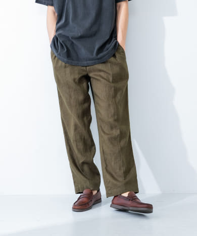LINEN TUCK PANTS