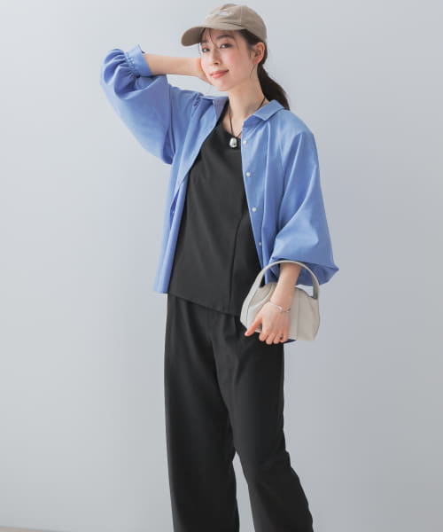 『UR TECH DRYLUXE』F by ROSSO　フレンチブラウス+ワイドパンツ