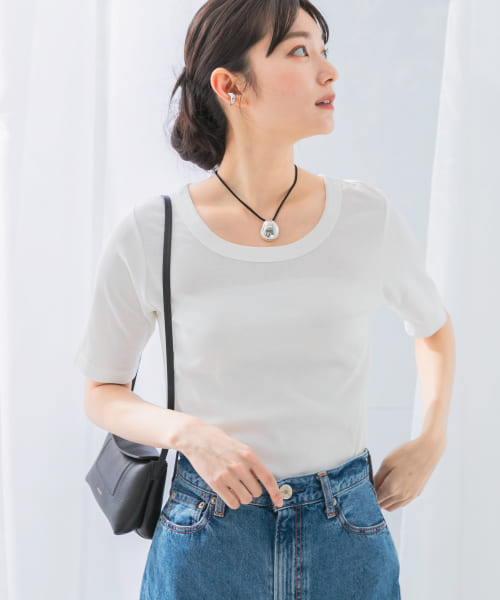 接触冷感強撚コットン2WAYカットソー
