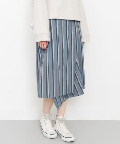 アシンメトリーヘムストライプスカート∴