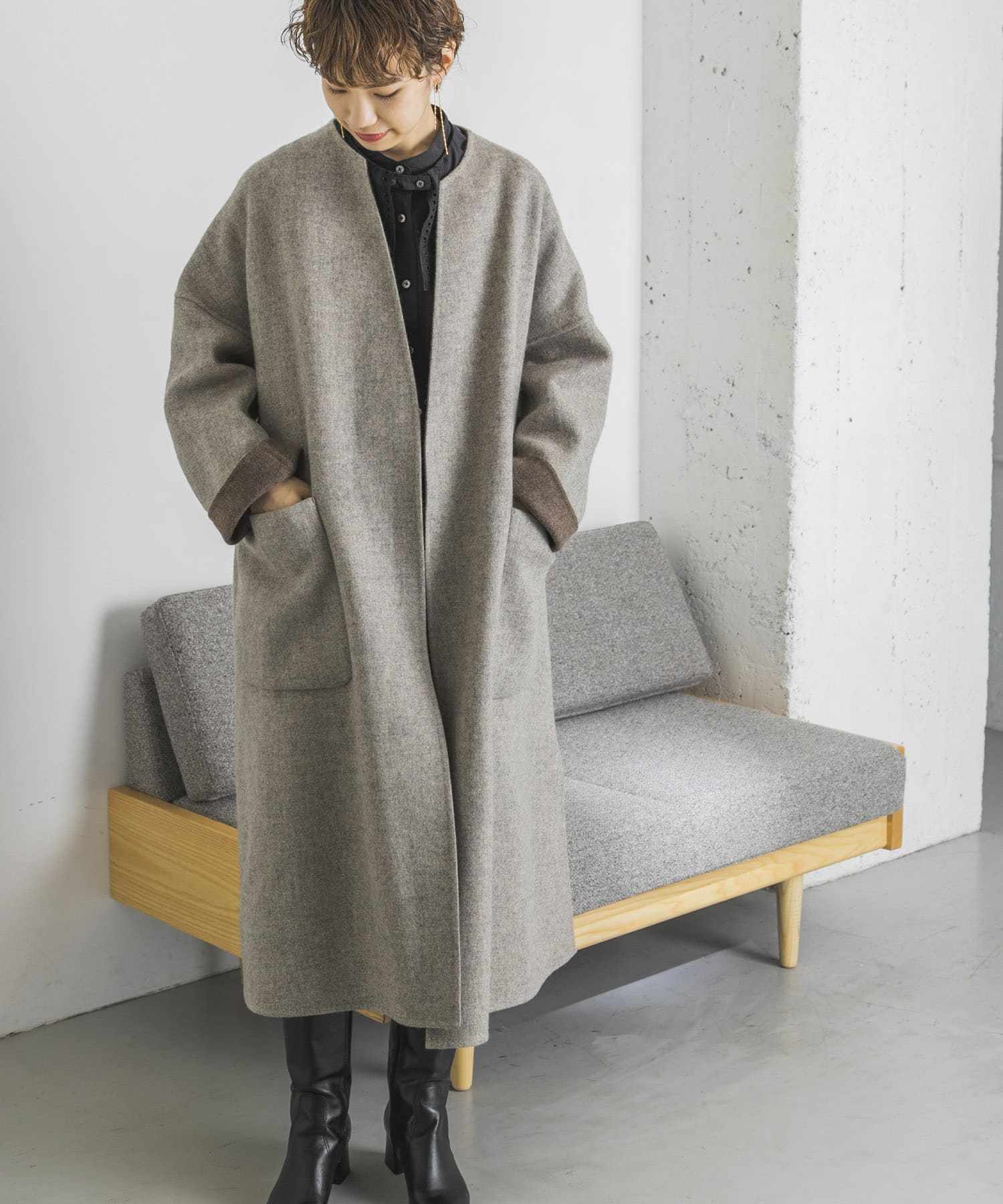 当店の記念日 boutique ordinary 上質ウールコート 新品 サイズ0