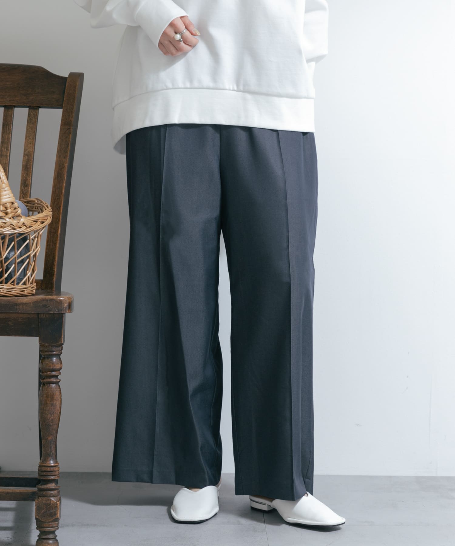 別注』MIDIUMISOLID×TGM Center press wide pants[MDUM6039-TGM25