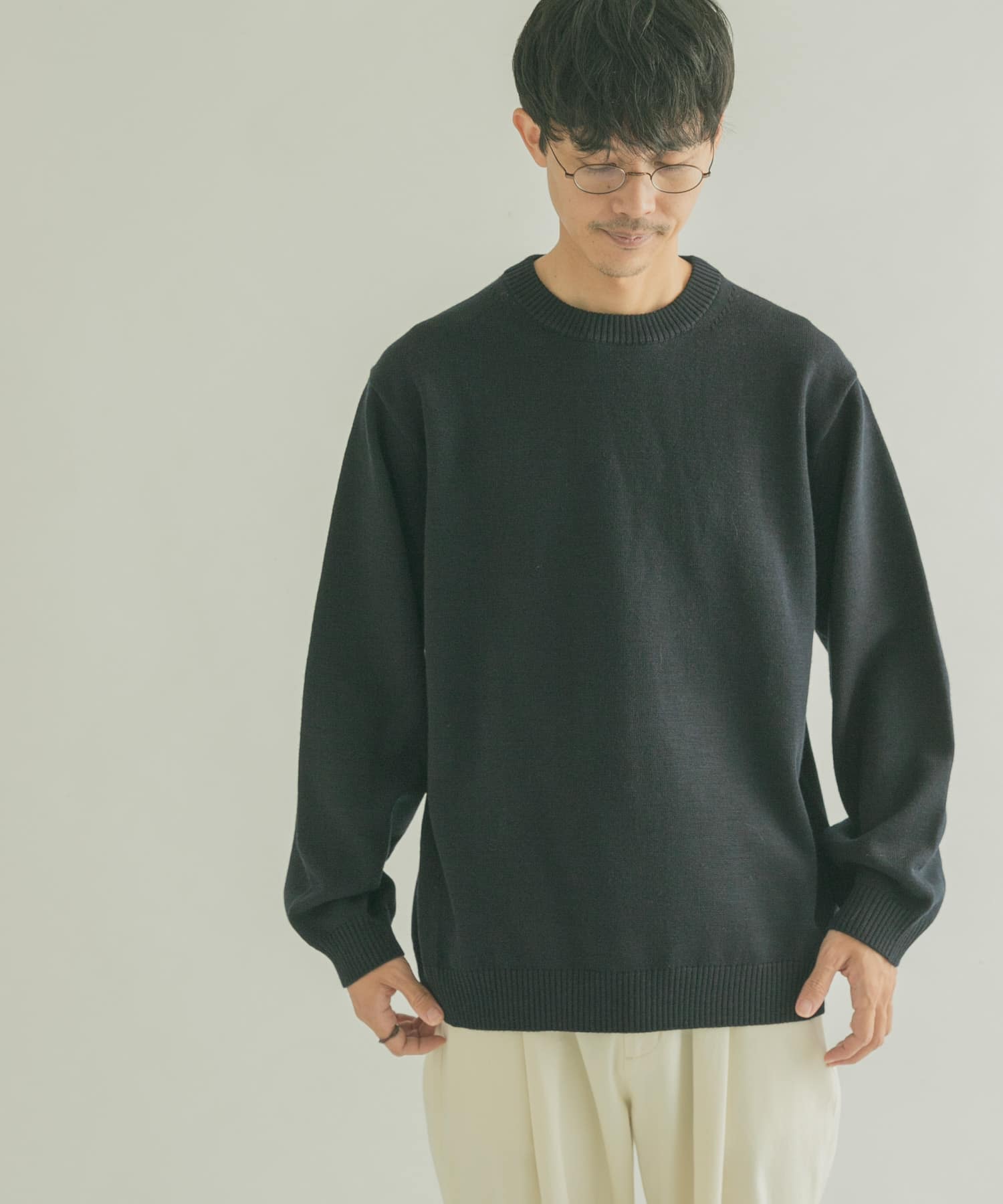 洗濯可』FORK&SPOON ウーステッドヤーンクルーネックニット[DF27 