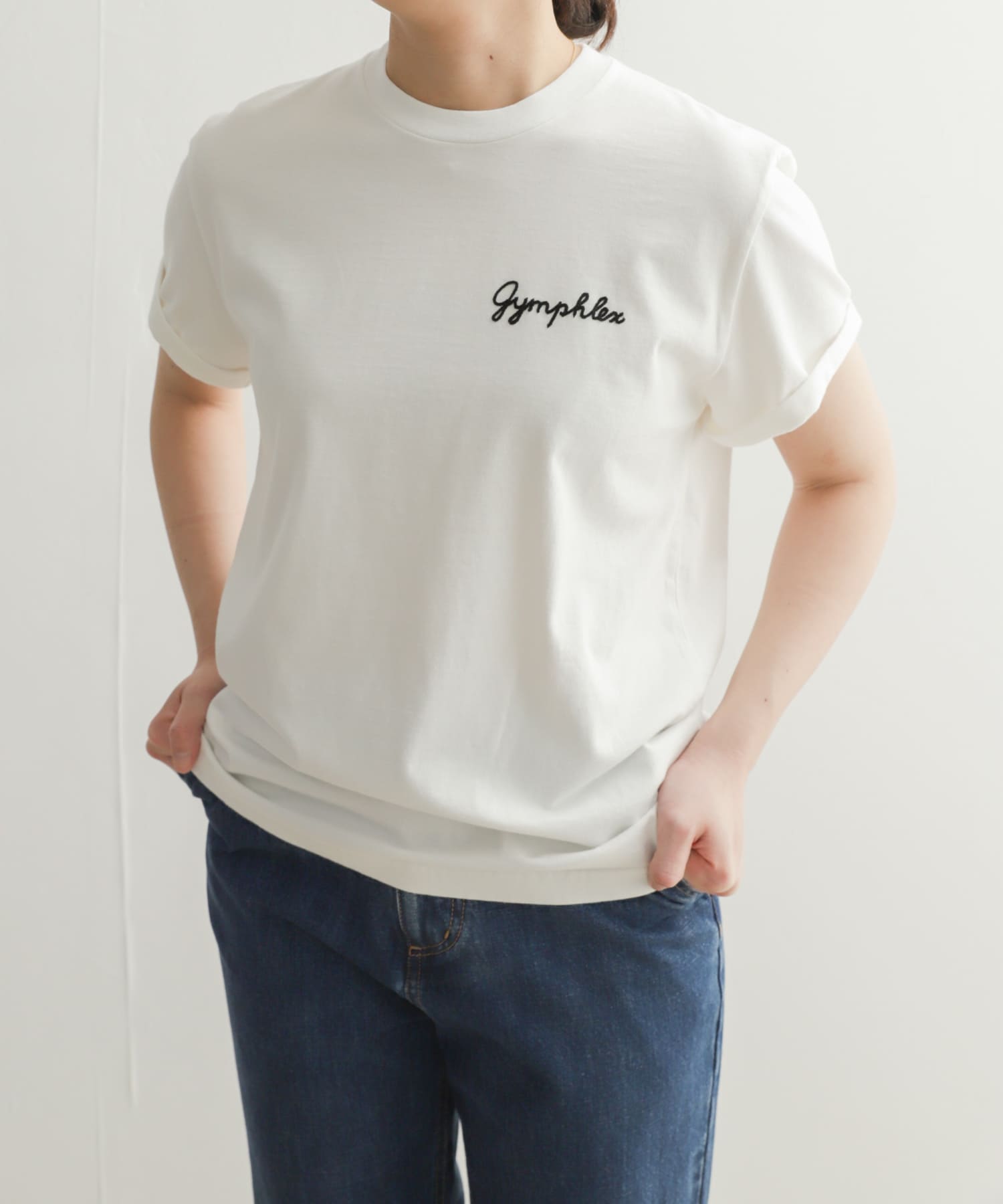 [SUMMER SALE 20%OFF] Gymphlex（ジムフレックス）レディース ロゴ刺繍 コットンジャージー クルーネック 半袖Tシャツ COMBED COTTON JERSEY T-SHIRTS　J-1155CH