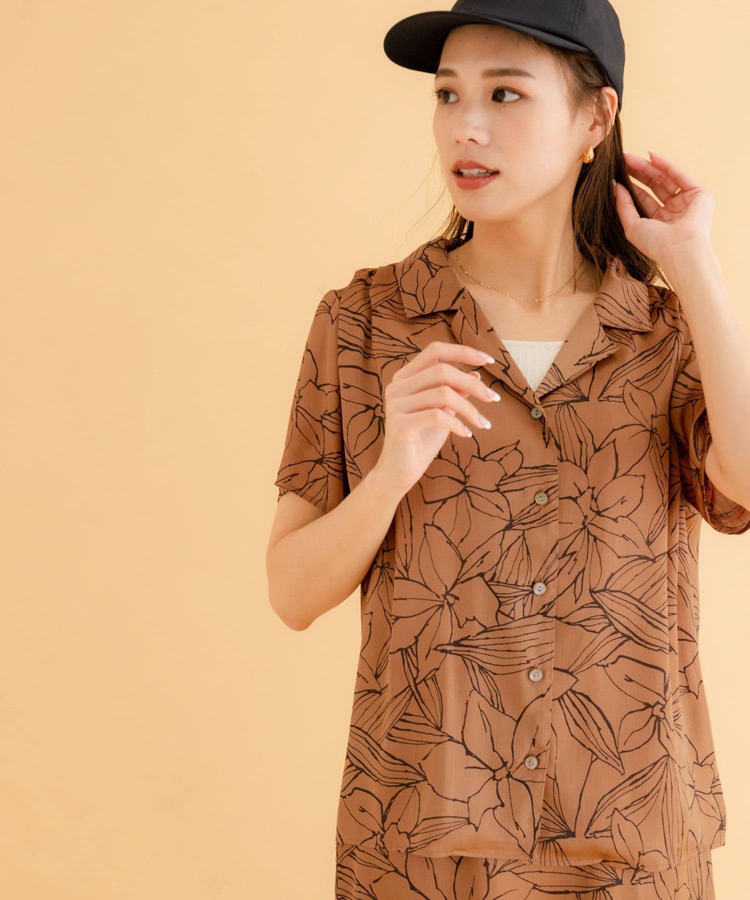 intimiteアンティミテCrepe de chine Print Shirt