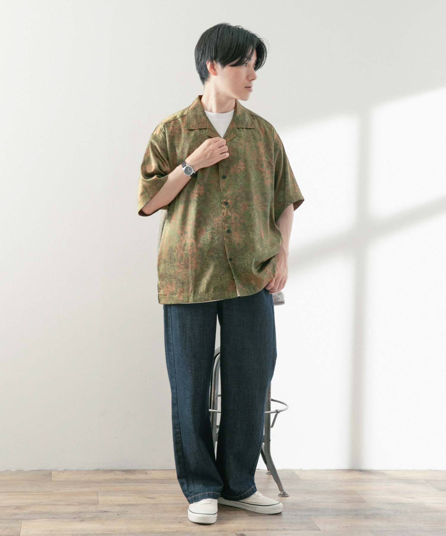 ハナガラJQプリント オープンカラー半袖シャツ[IT35-13C021]｜URBAN