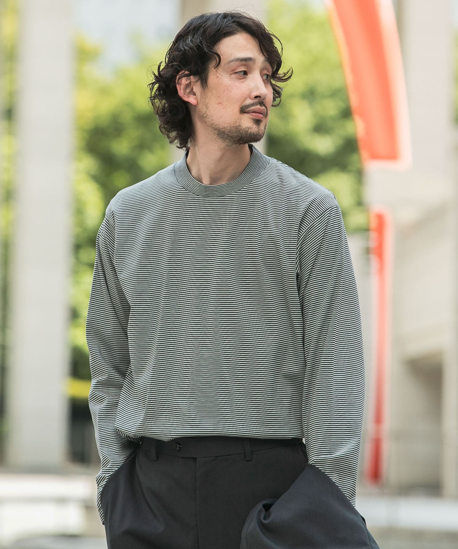 抗菌/防臭』LIFE STYLE TAILOR シルケットポンチストレッチ長袖Tシャツ