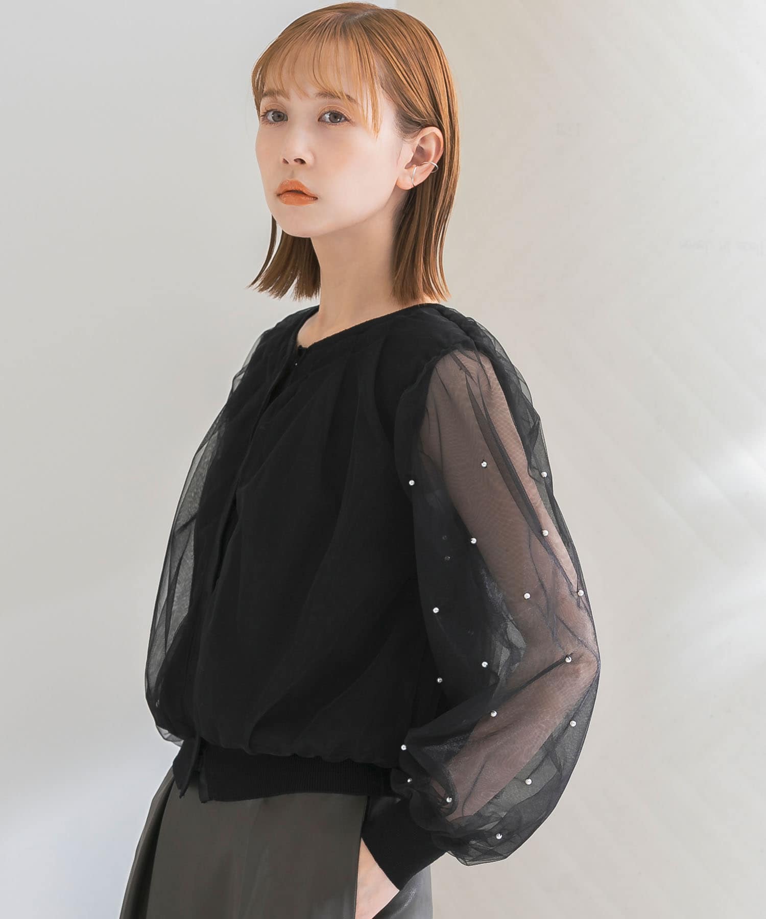 別注』hareko×TORRAZZO DONNA×ROSSO 袖パールチュールカーディガン