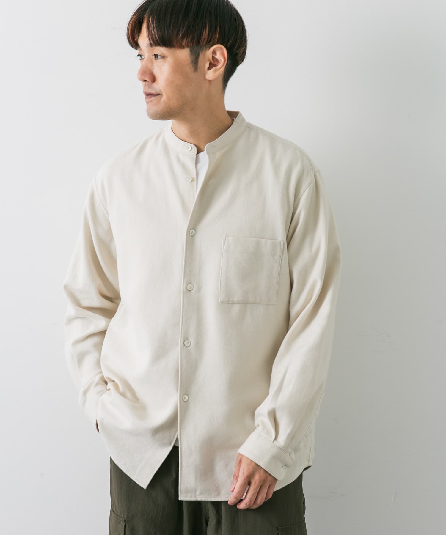 XLサイズ/WEB限定』ヘビーネルバンドカラーシャツ[DR37-13X702]｜URBAN