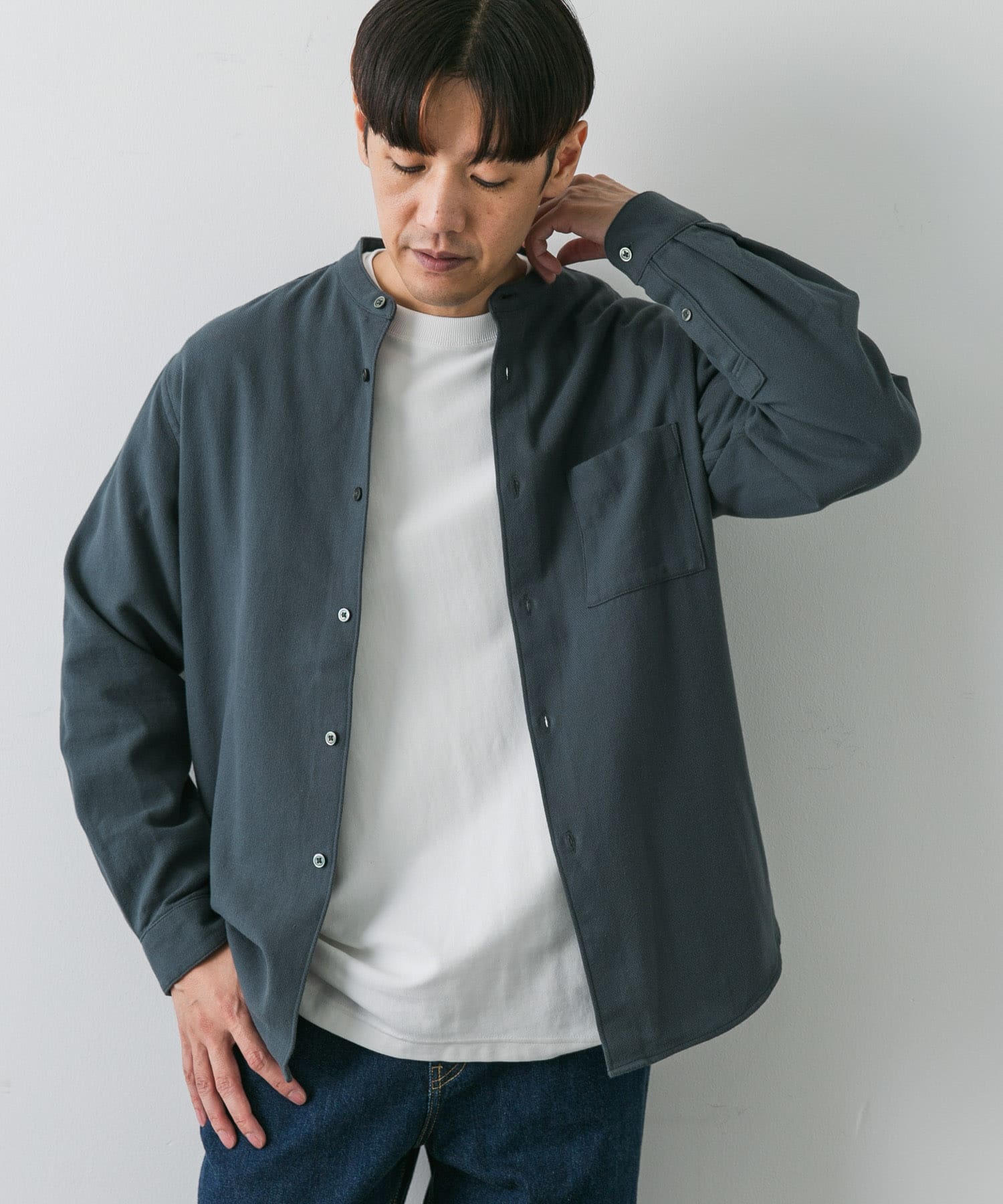 XLサイズ/WEB限定』ヘビーネルバンドカラーシャツ[DR37-13X702]｜URBAN