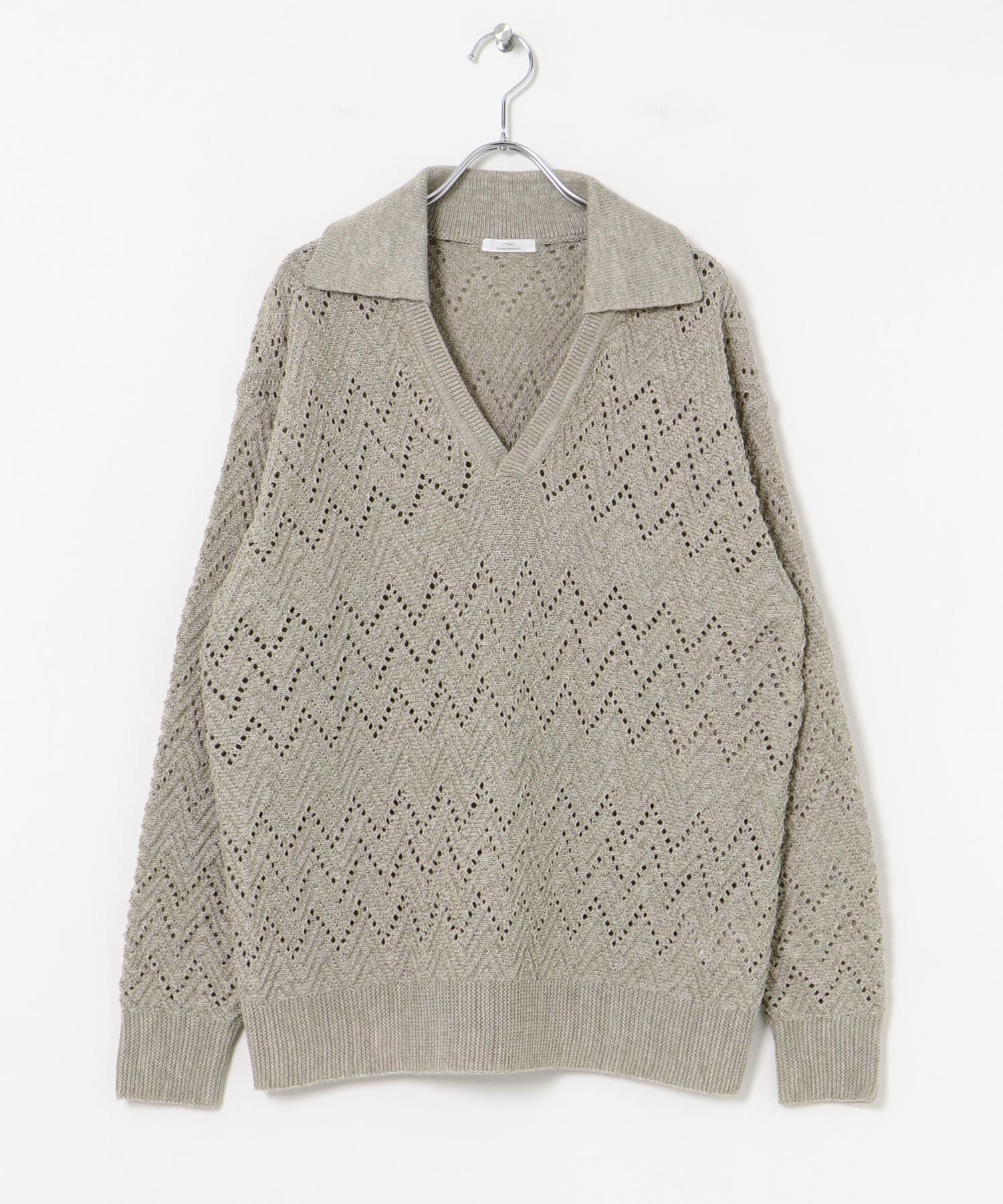 セール】限定展開 ポロ襟 スキッパー ニット プルオーバー
