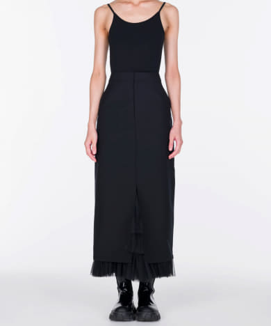 VIVIANO　Tulle Layered Midi Skirt
