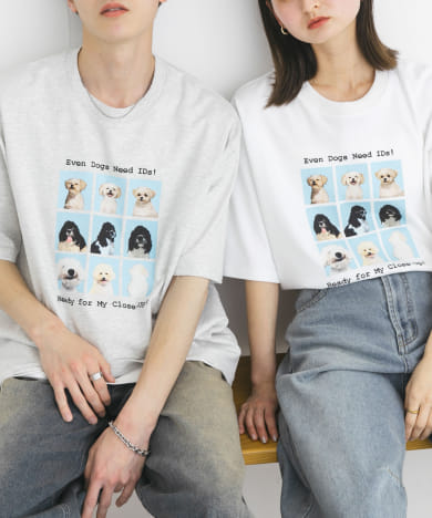 『ユニセックス』Dog graphic Short-Sleeve T-shirts