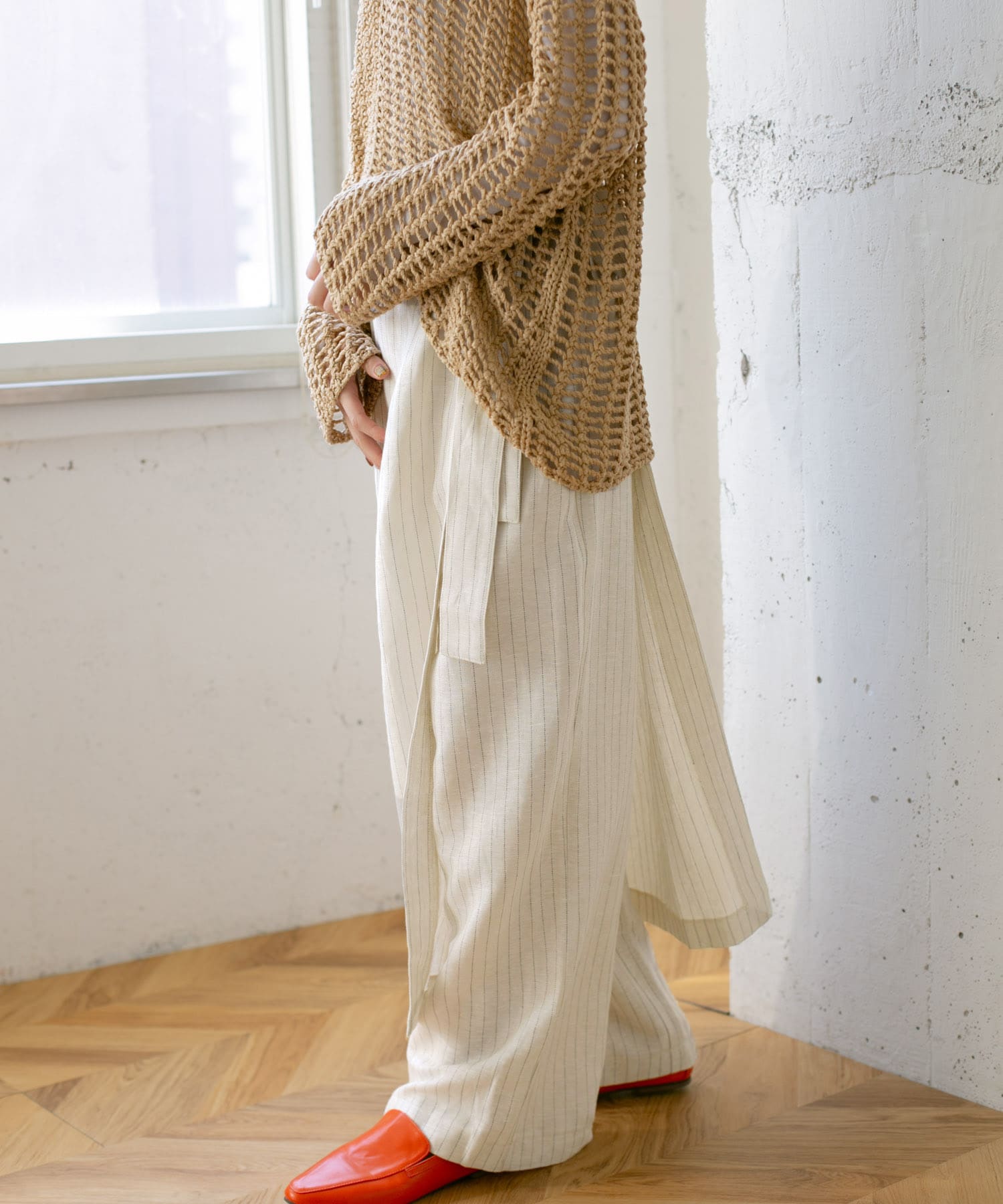 ル シェル ブルー - LE CIEL BLEU | Linen Wrap Skirt-Beige-34