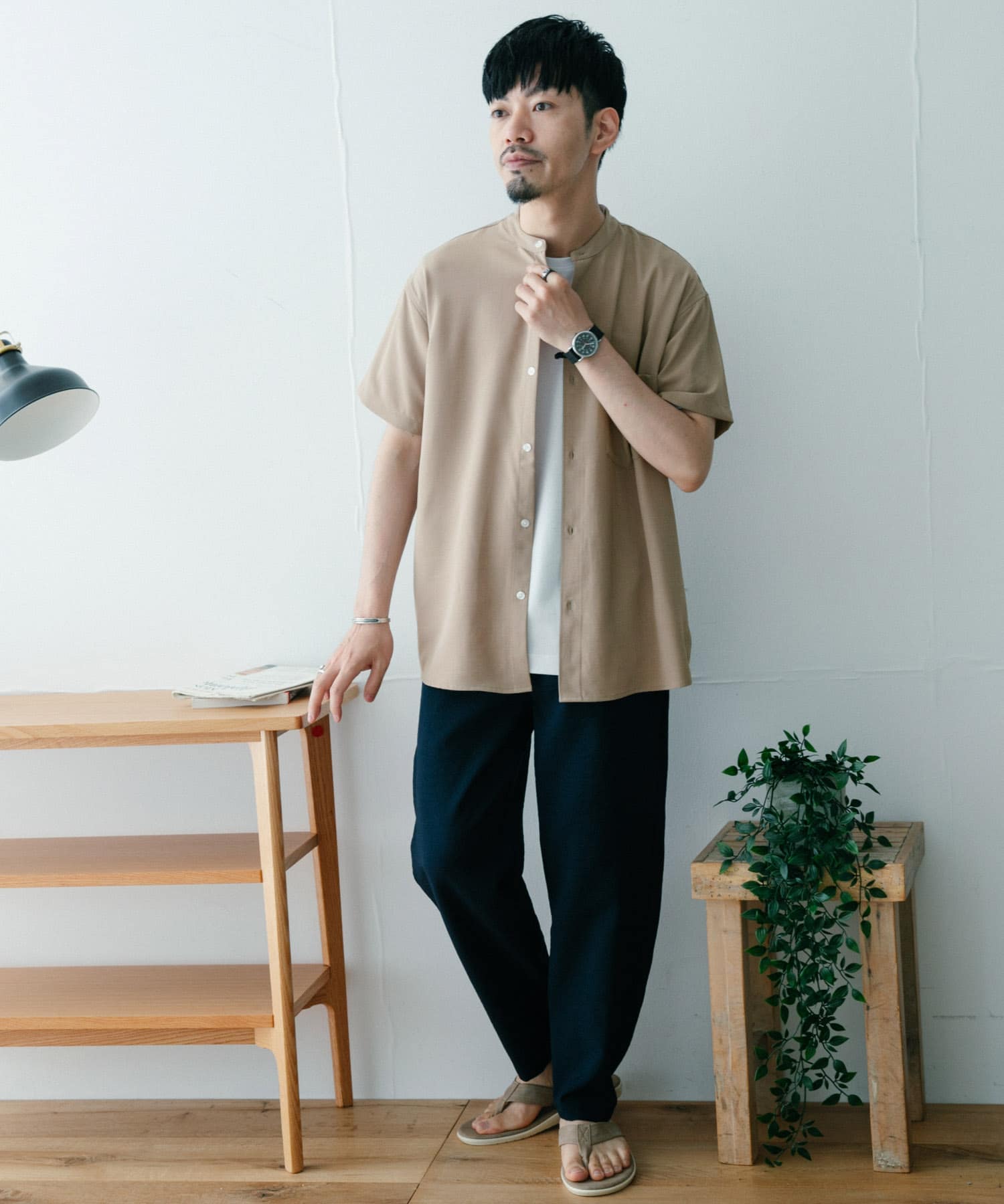 リネンライクバンドカラー 半袖シャツ[IT25-13A021]｜URBAN RESEARCH公式ファッション通販