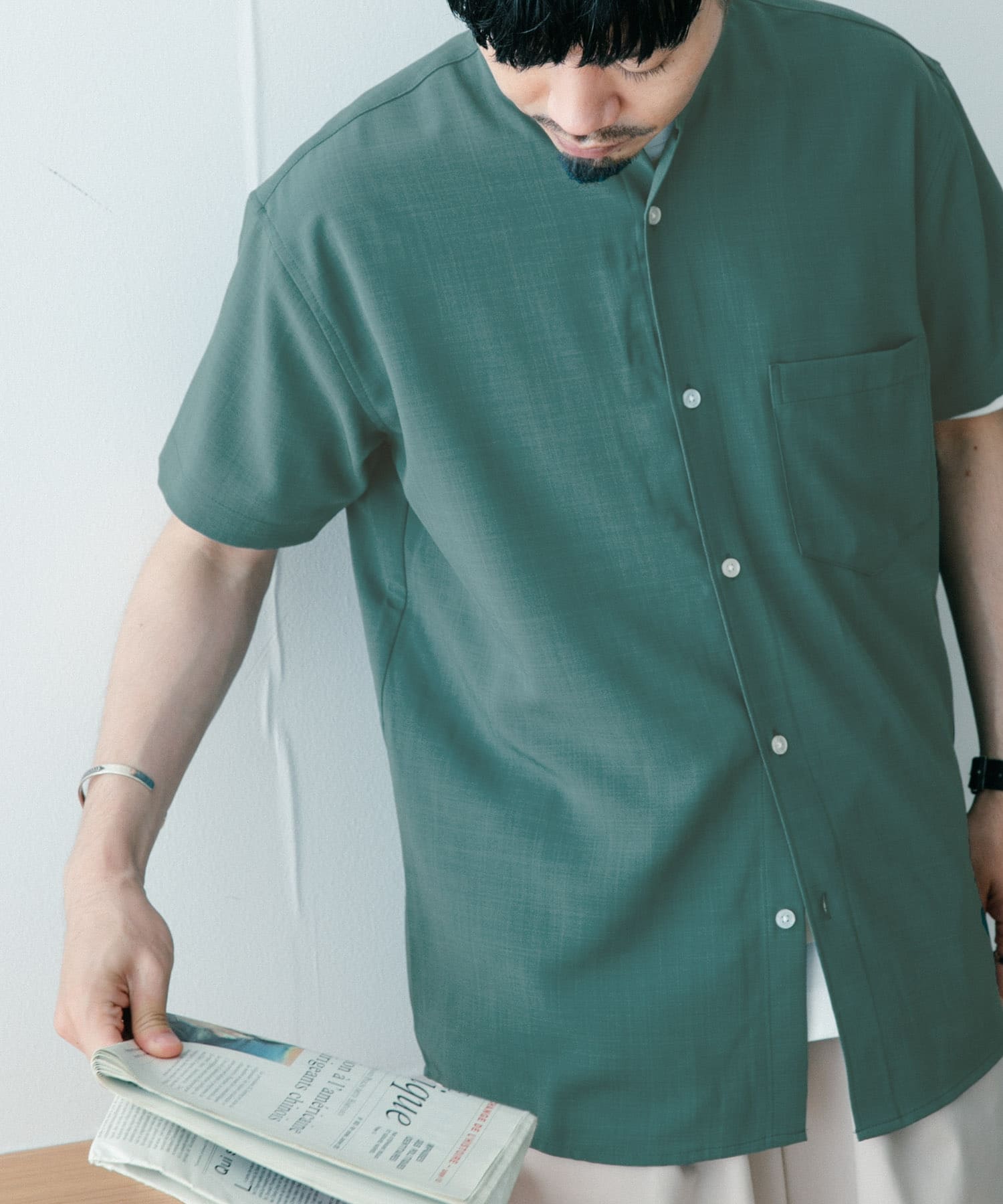 リネンライクバンドカラー 半袖シャツ[IT25-13A021]｜URBAN RESEARCH公式ファッション通販
